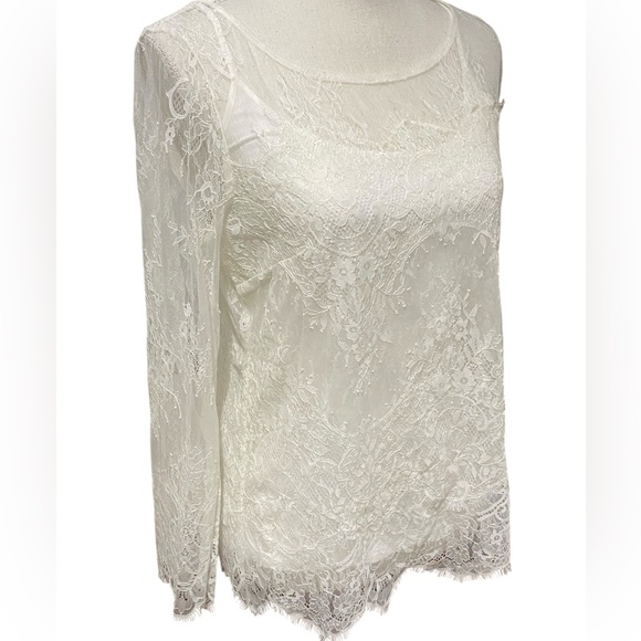 NWT White House Black Market Long Sleeve Lace Top Size Medium - Picture 5 of 16